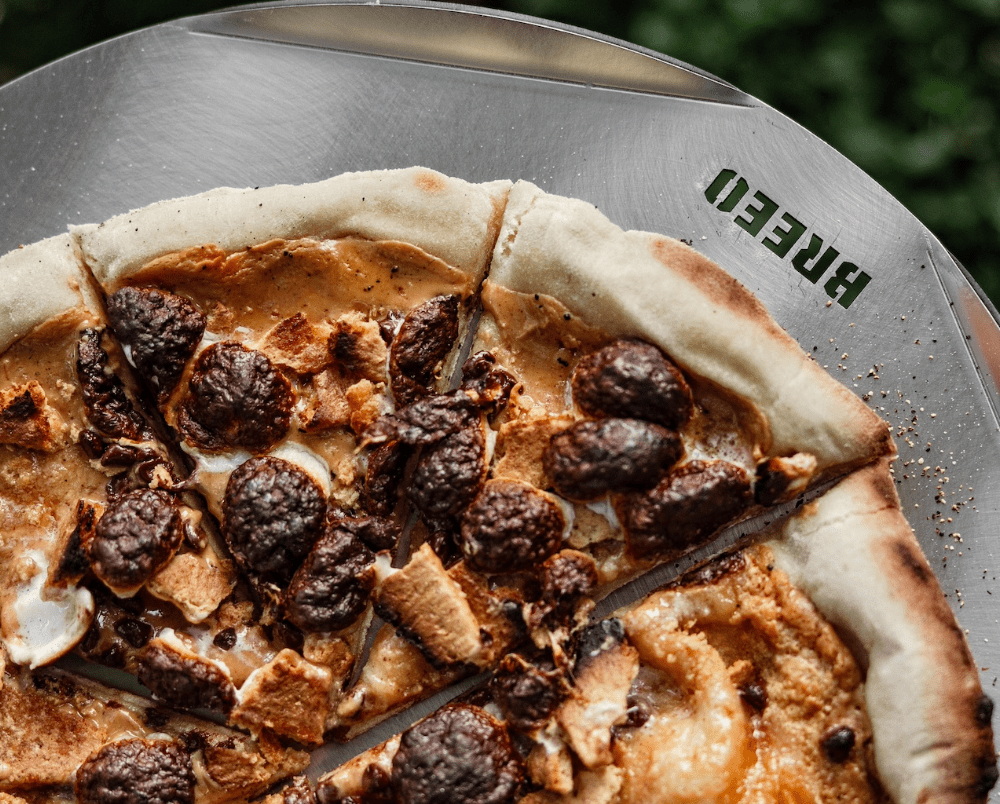 Peanut Butter S’mores Pizza made in a Breeo Pizza Oven