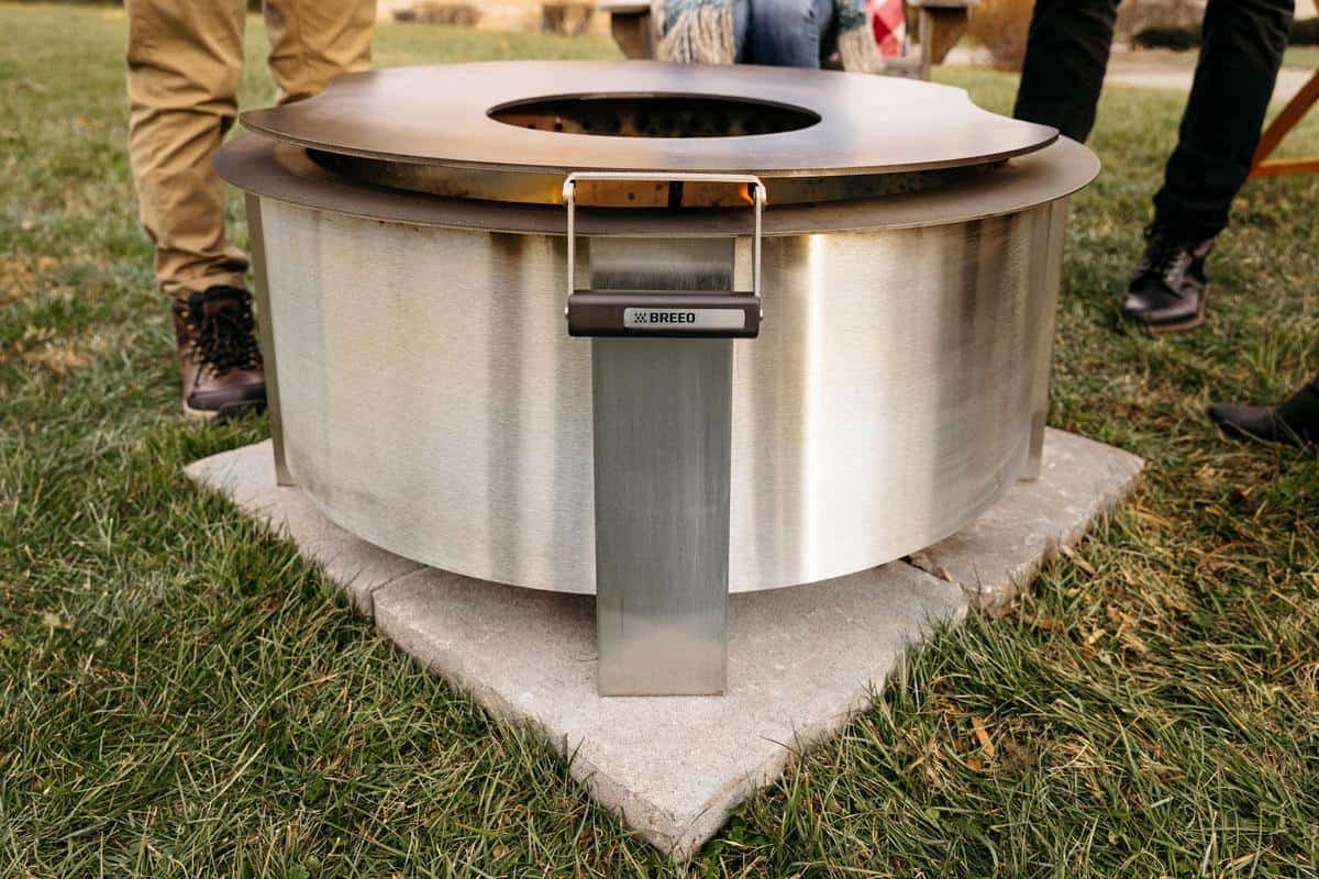 This is an image of the Breeo Searplate Griddle on an X30 firepit
