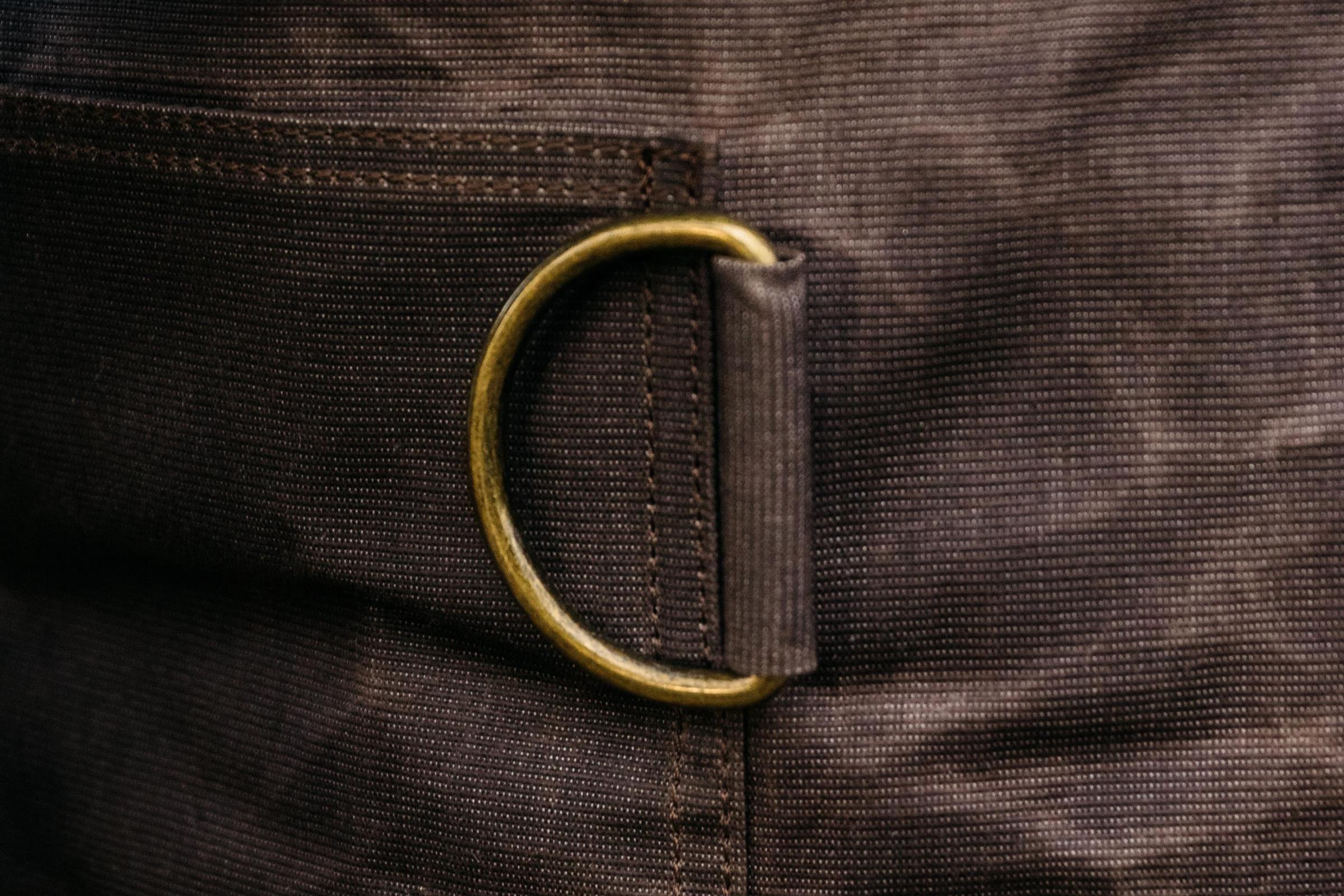 This an image of the D-ring on the waxed canvas apron