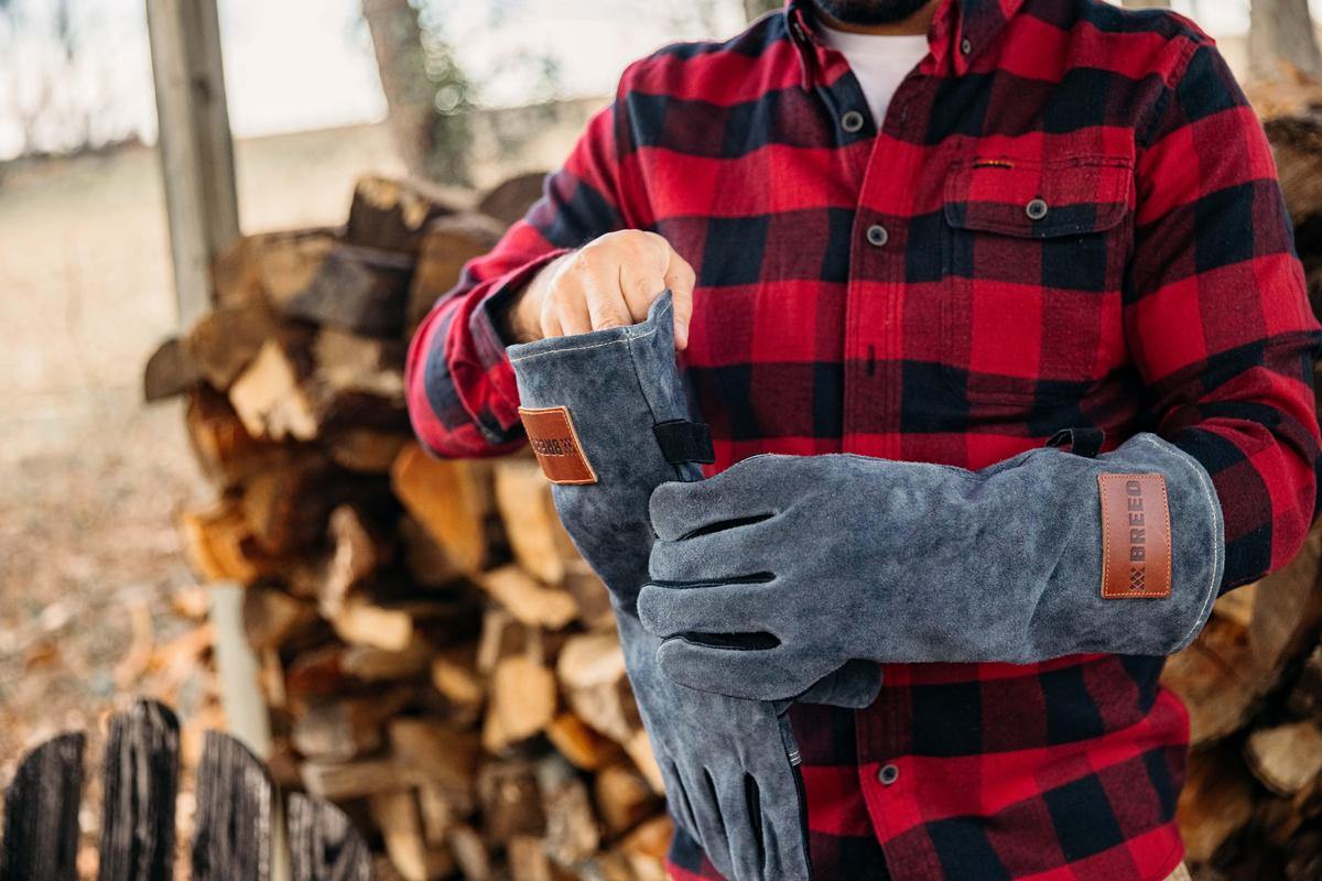 This is an image of the Breeo Leather Fire Gloves