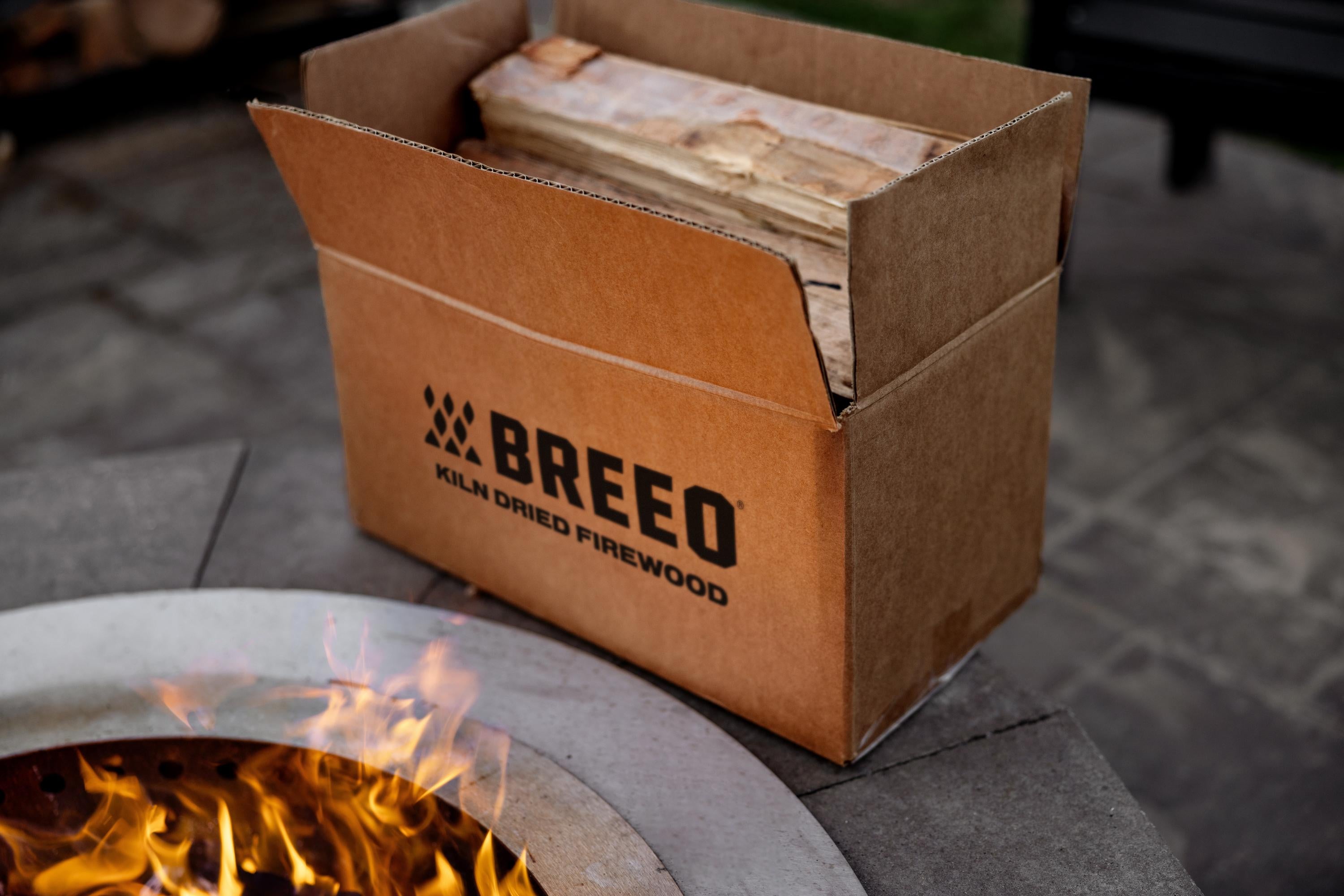 A box of Oak firewood in a Breeo Box