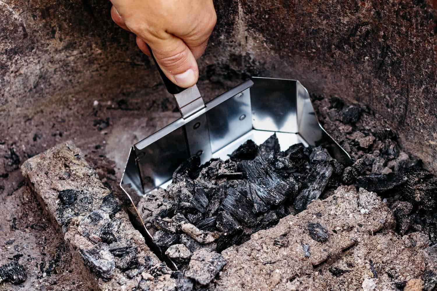 Removing ash with a Breeo Ash Shovel