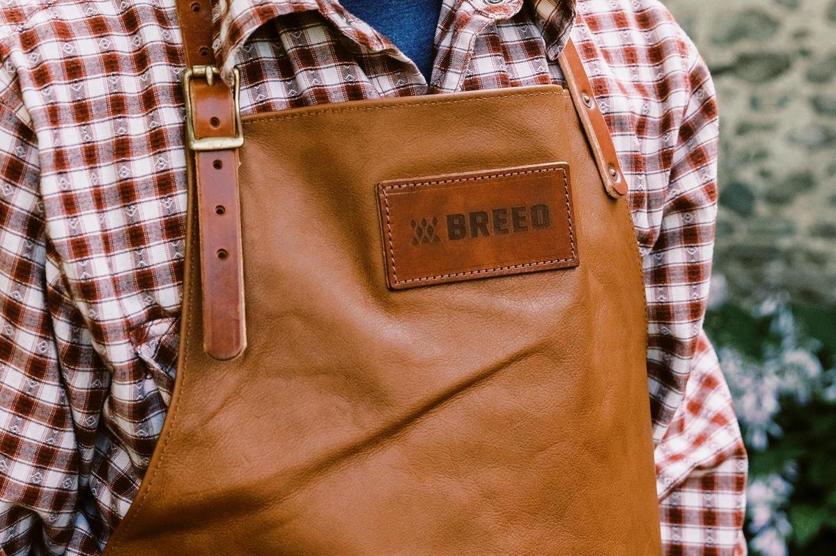 This is an image of the Breeo Leather Grilling Apron