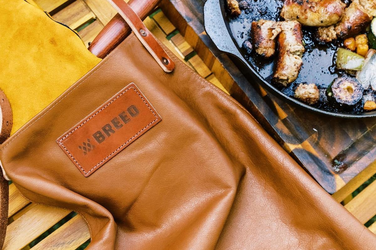 This is an image of the Breeo Leather Grilling Apron