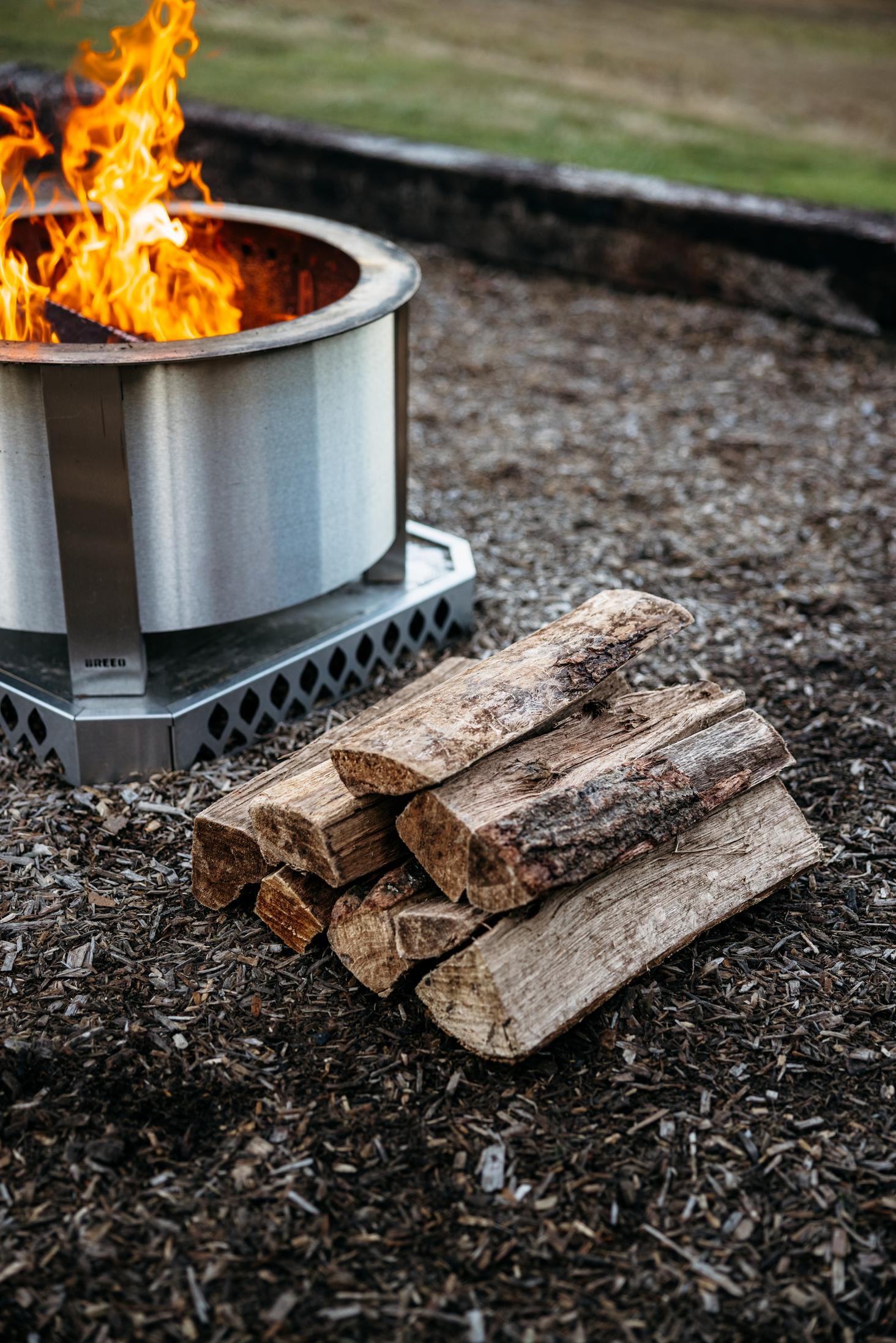 A stack of oak firewood