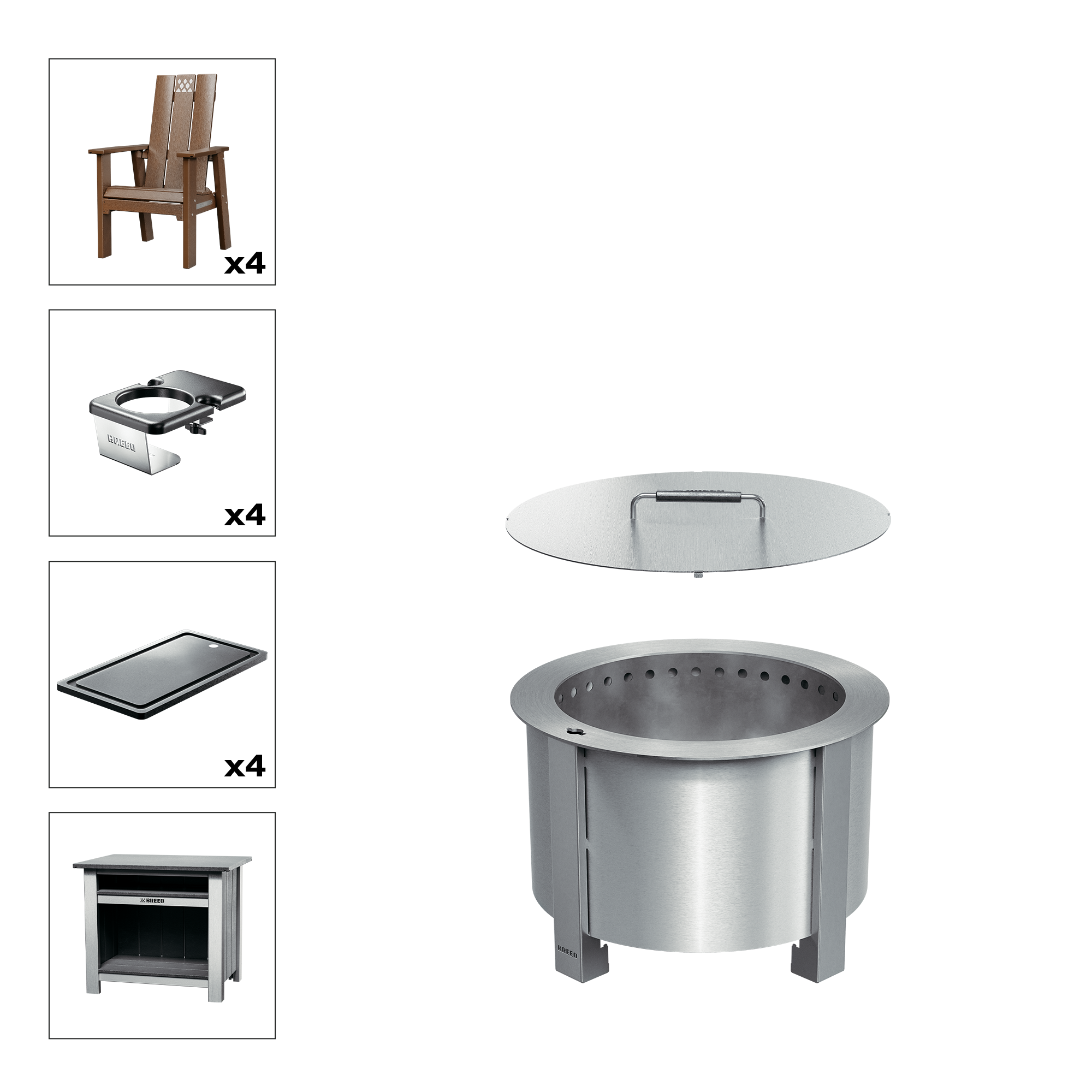 Patio Bundle X19 Stainless Antique Mahogany