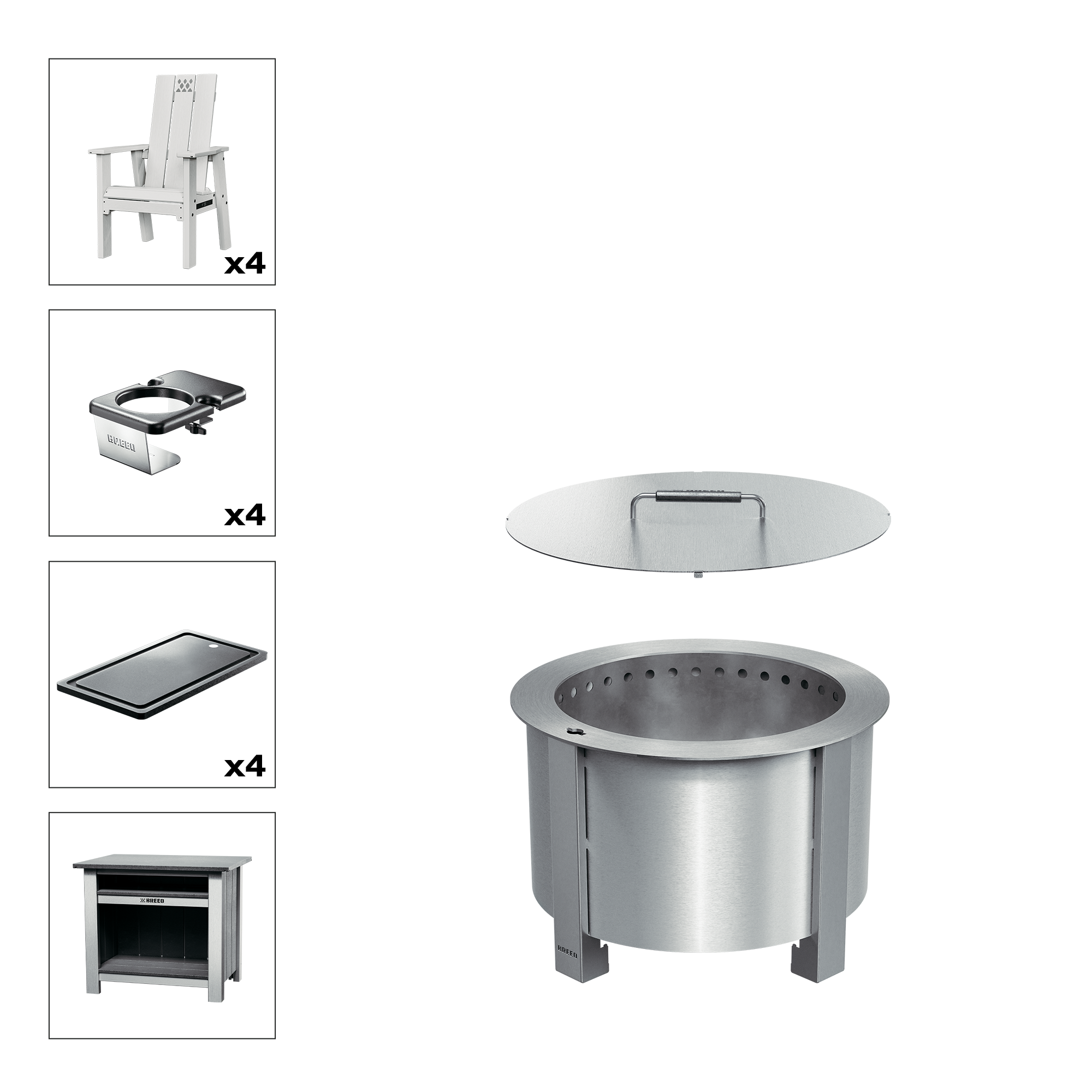 Patio Bundle X19 Stainless White