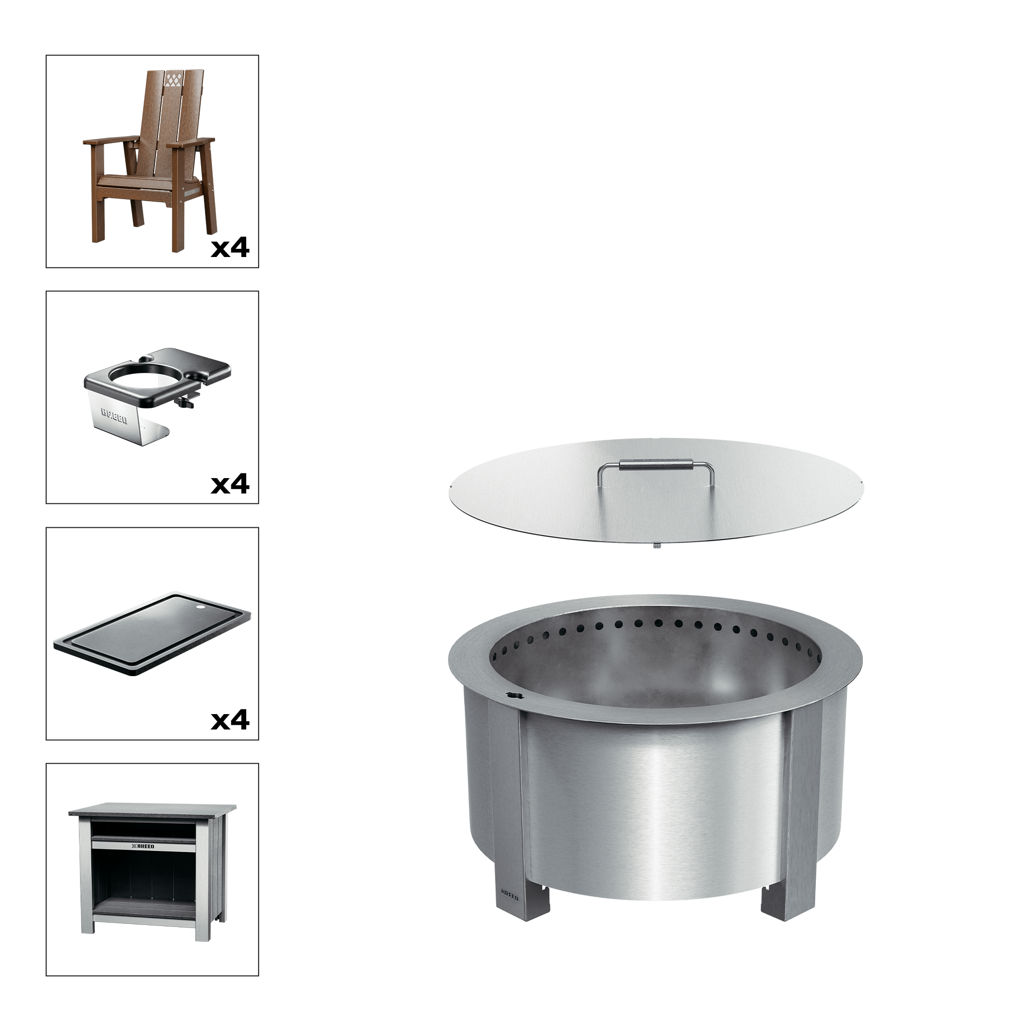 Patio Bundle X24 Stainless Antique Mahogany