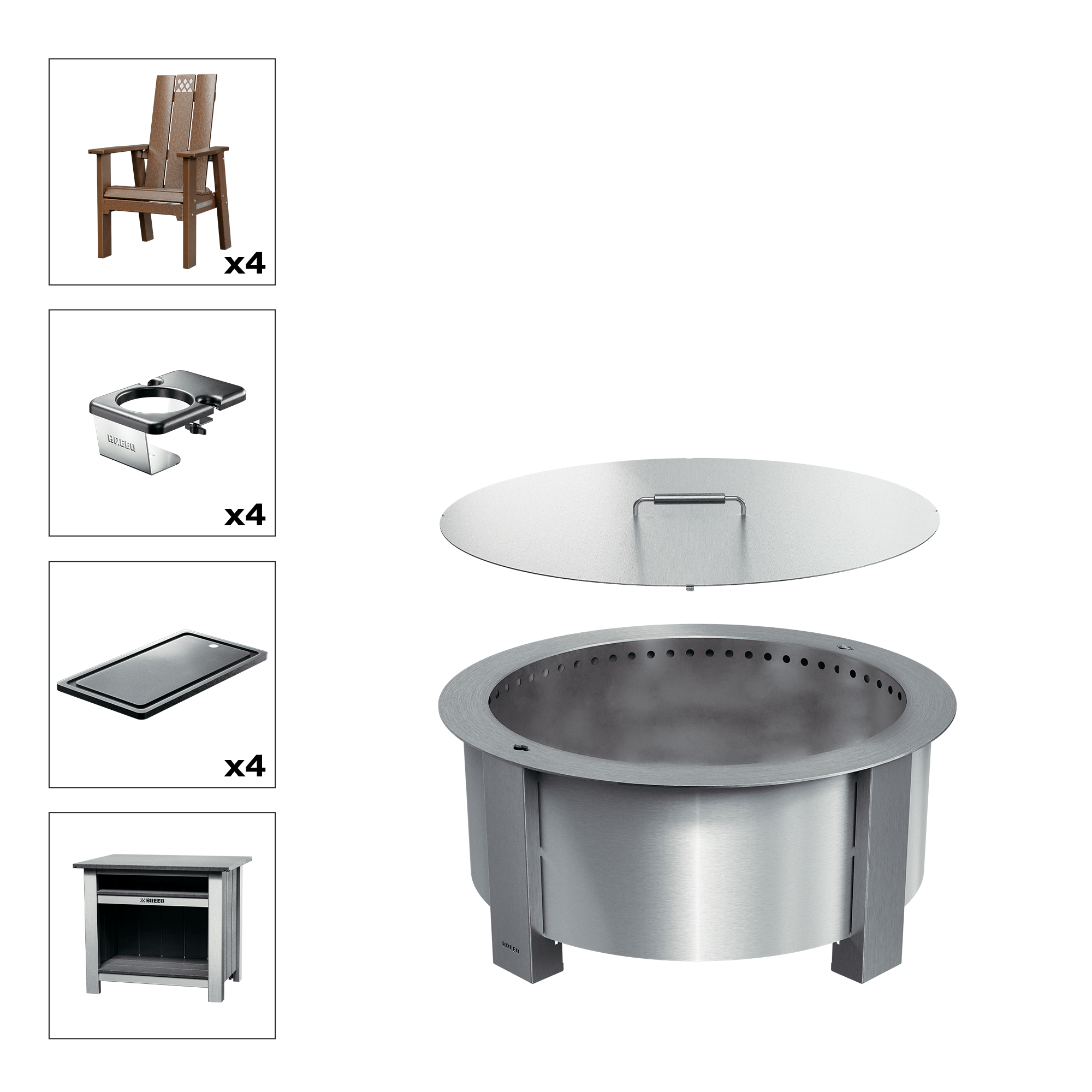 Patio Bundle X30 Stainless Antique Mahogany