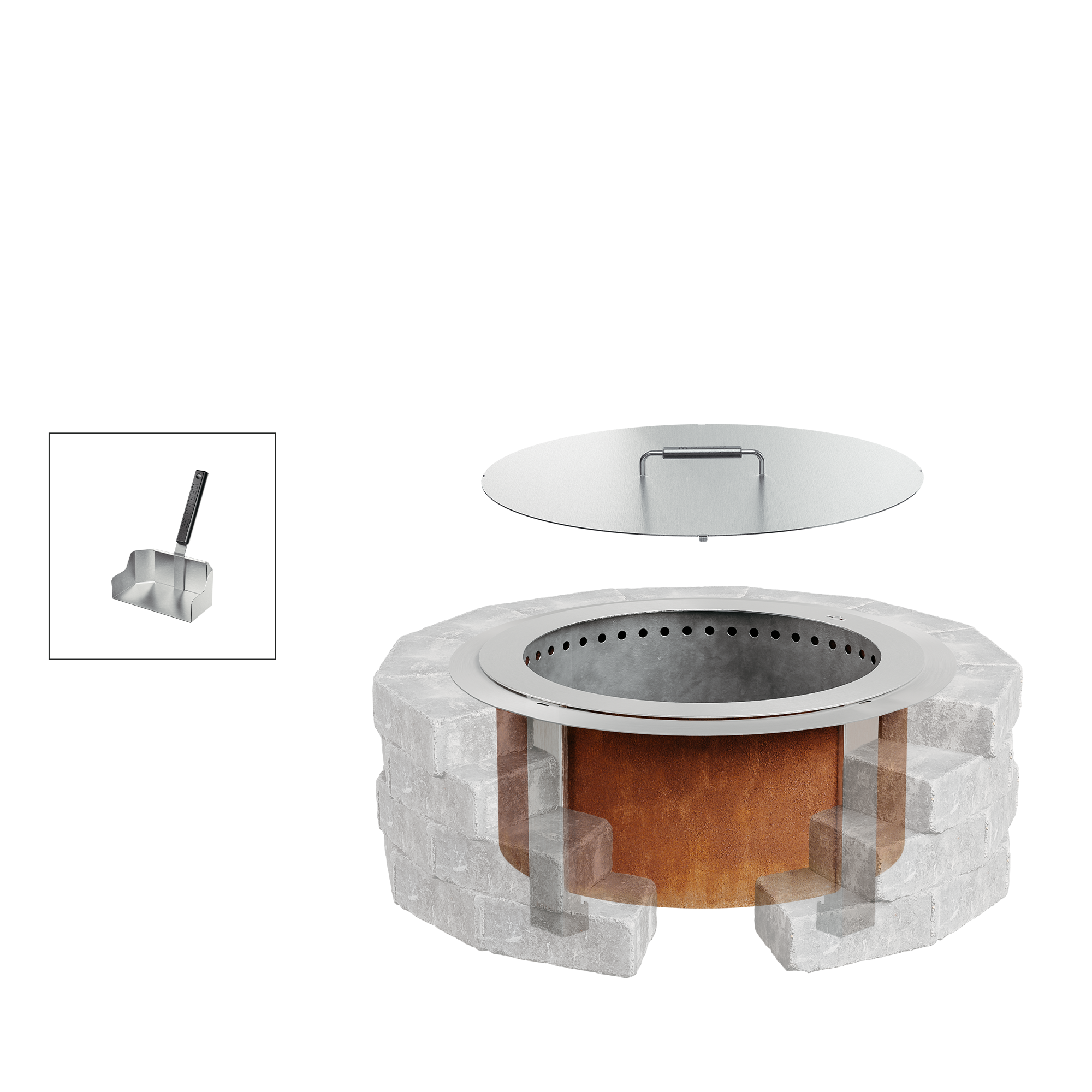 Smokeless Fire Pit Insert Bundle X24 Corten