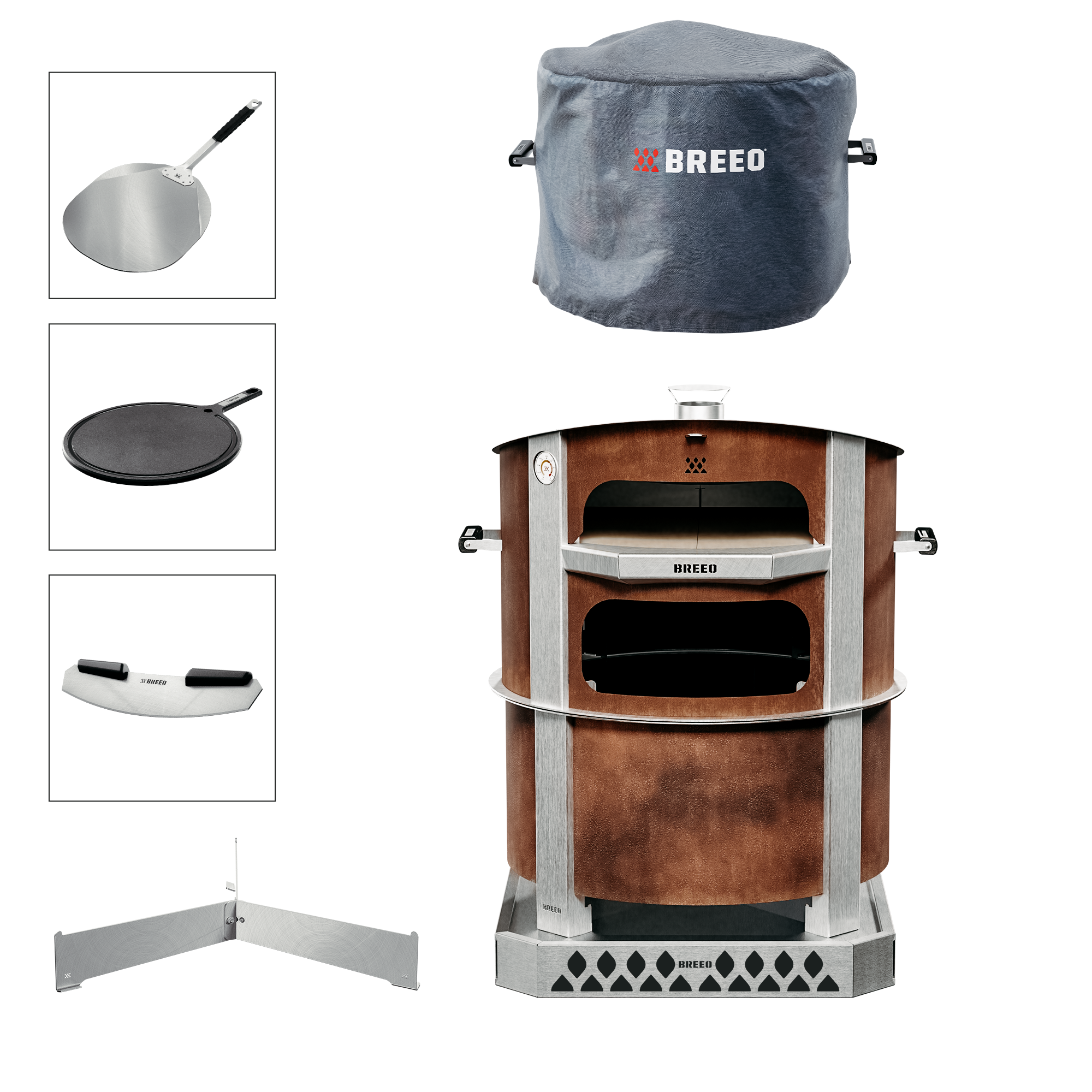 Smokeless Fire Pit Pizza Oven Bundle X24 Corten
