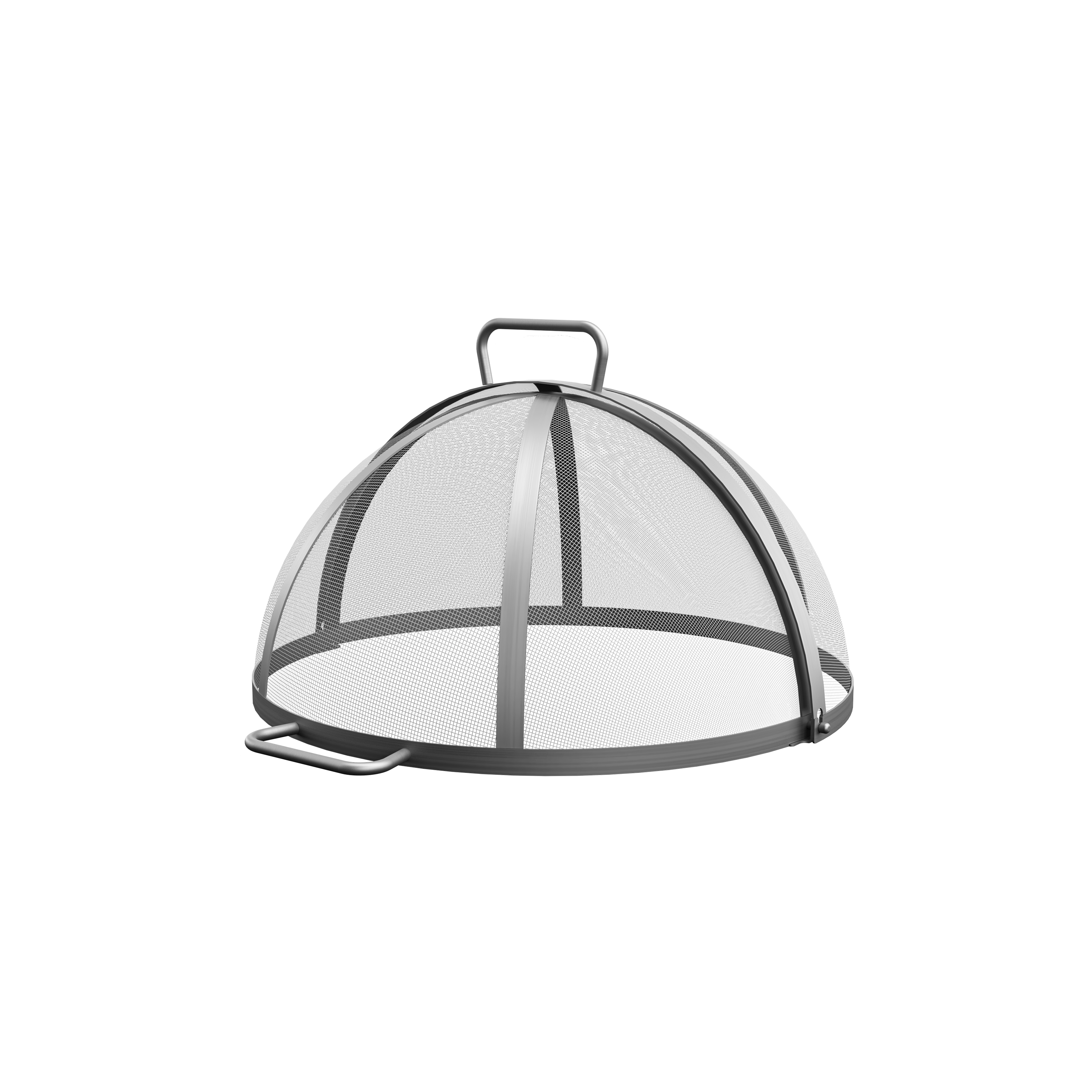 Dome shaped mesh cover with a handle on a white background