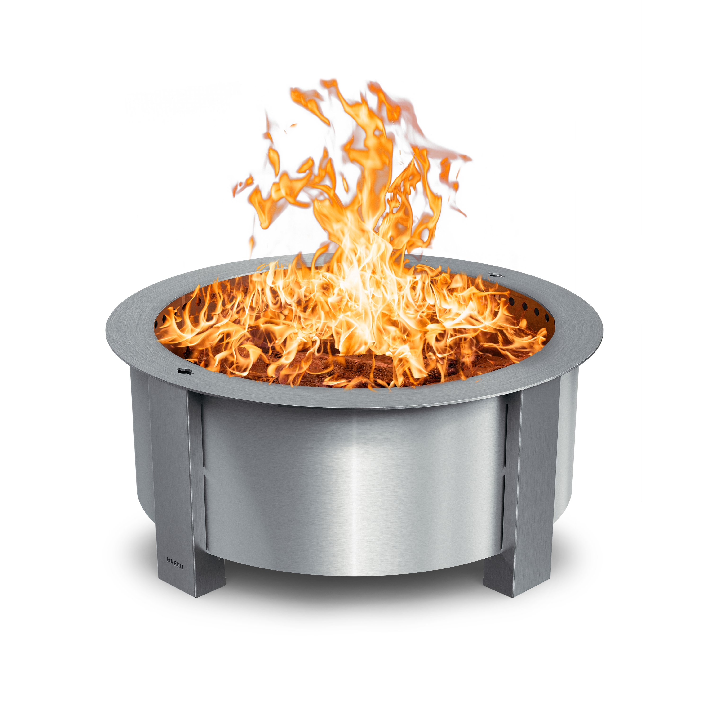 X series 30 Stainless steel fire pit with flames