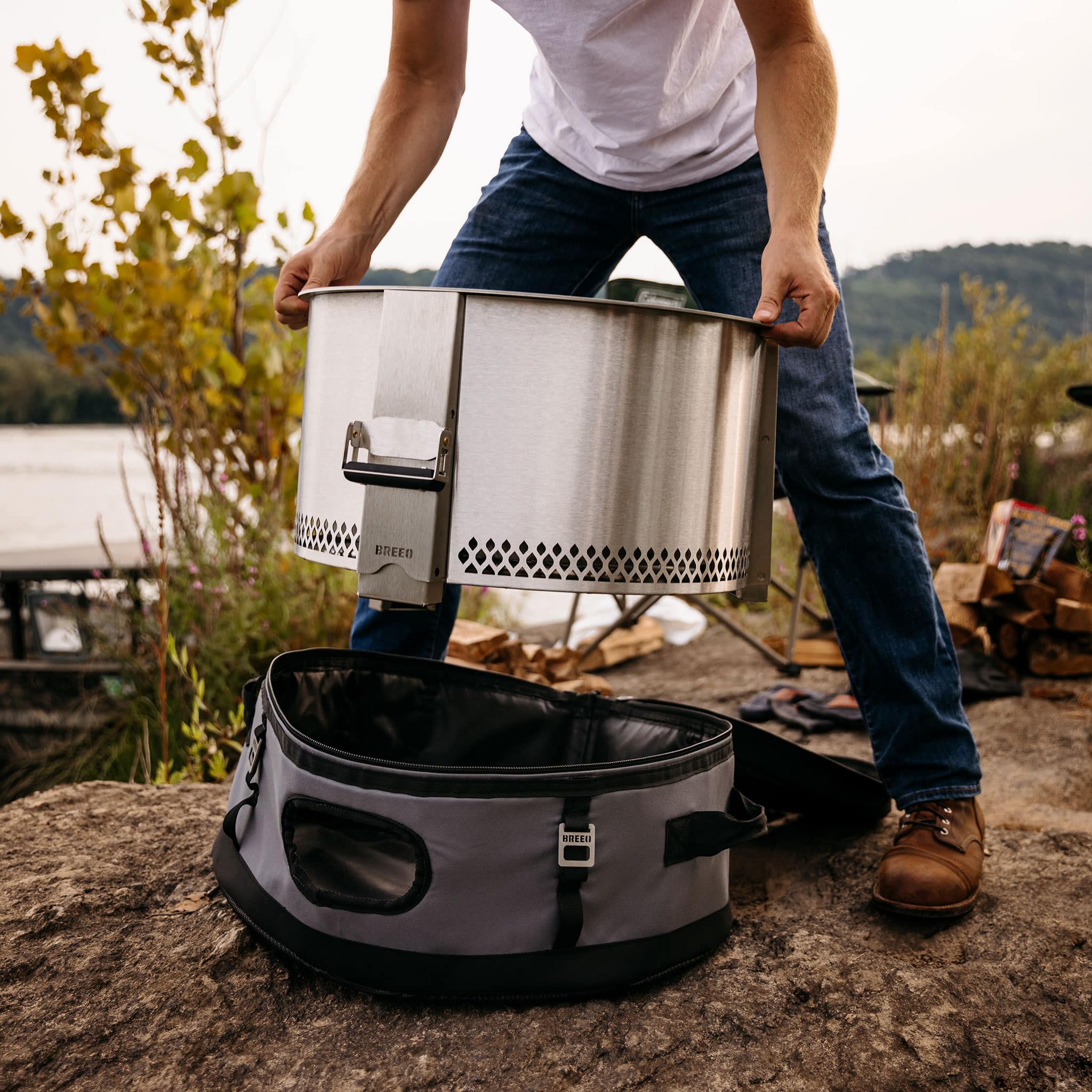Putting the Y Series firepit into the Transit Case