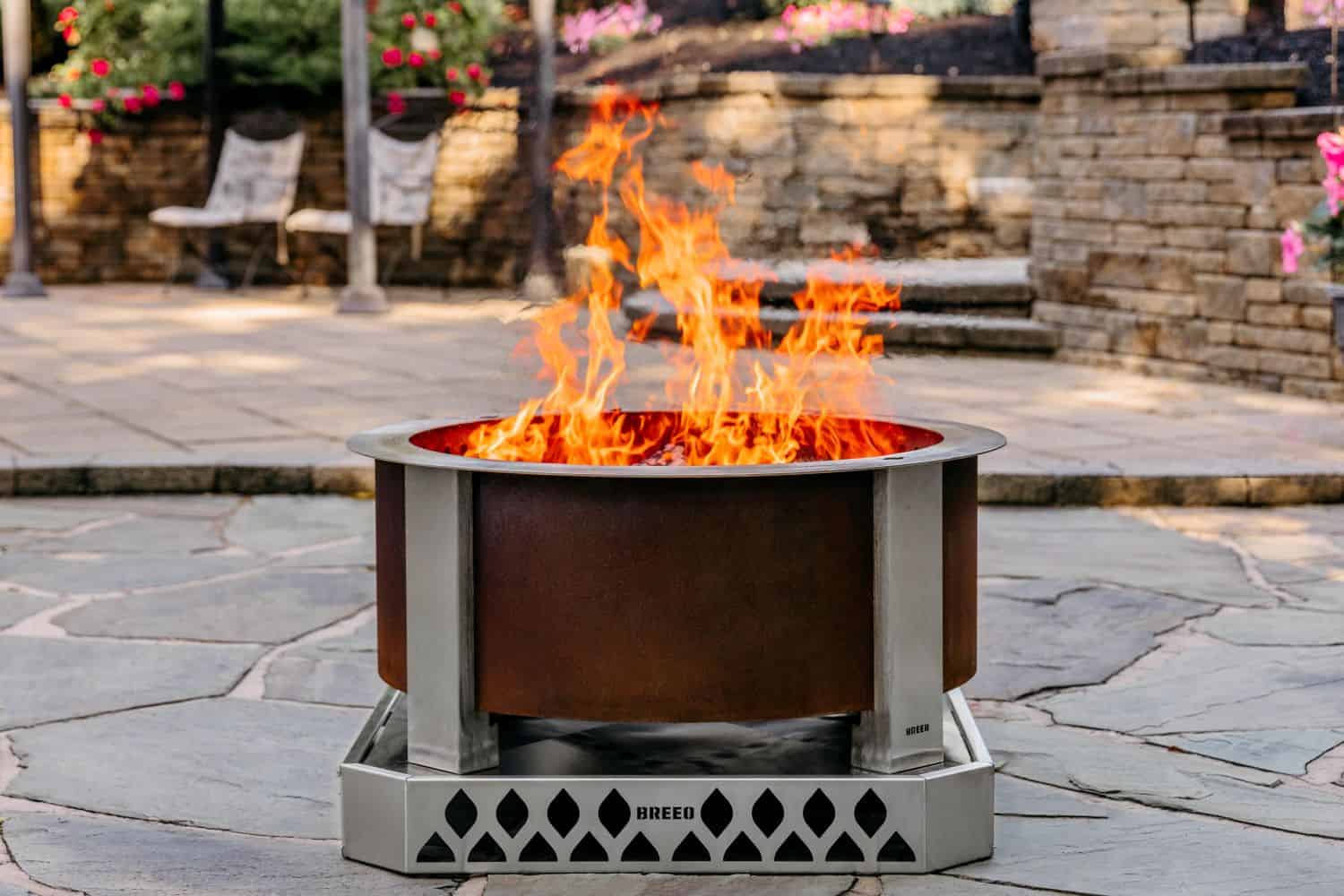 X30 corten firepit with a base