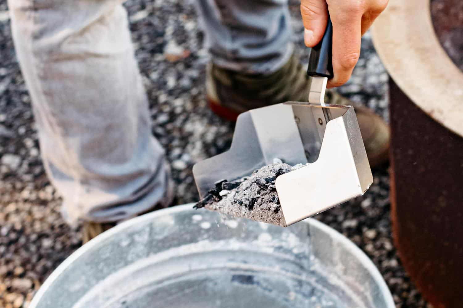 Removing ash with a Breeo Ash Shovel