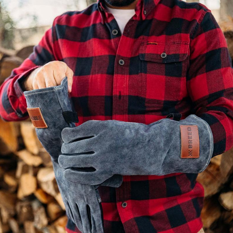 This is an image of the Breeo Leather Fire Gloves
