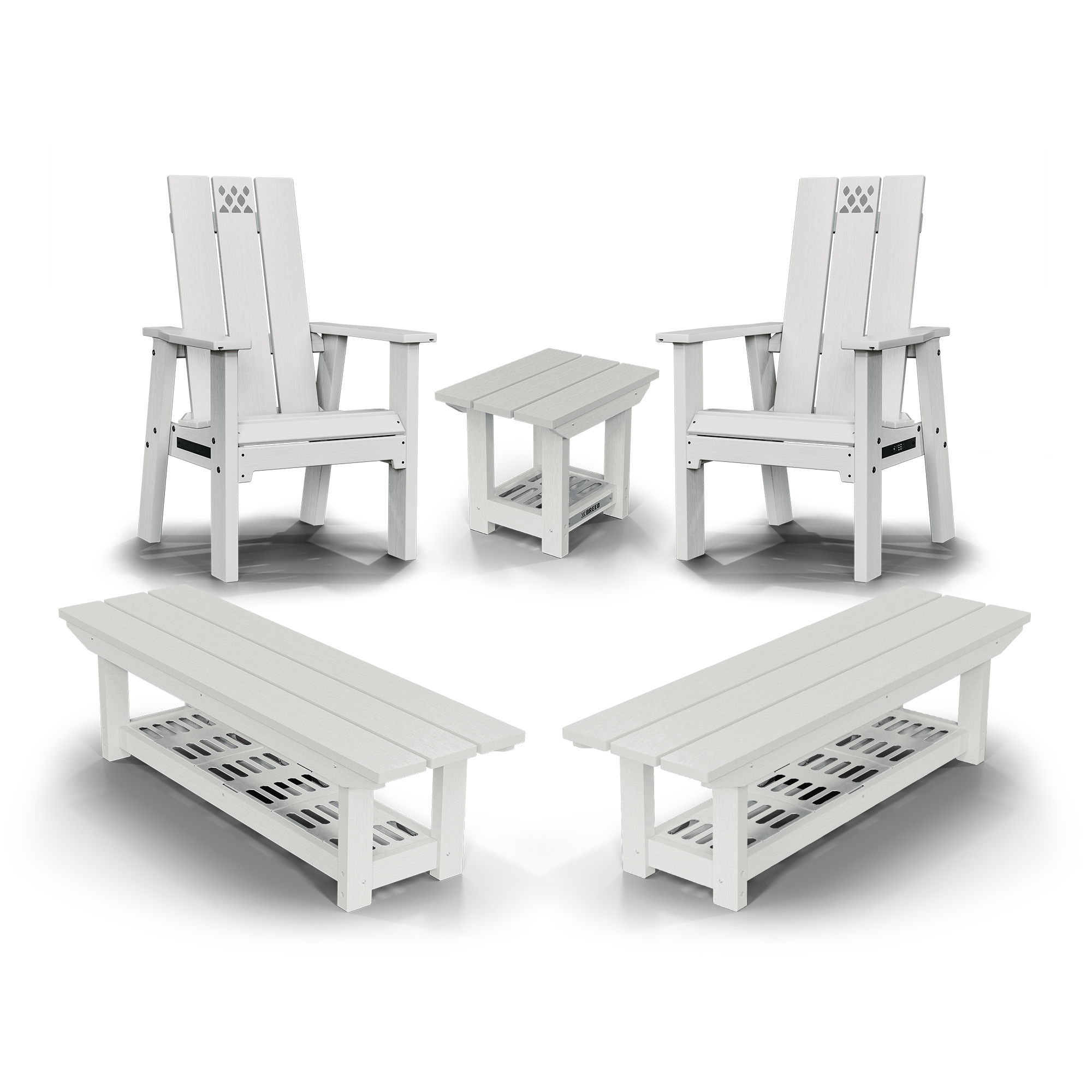 Bundle Benchwarmer Chair Bench Side Table White