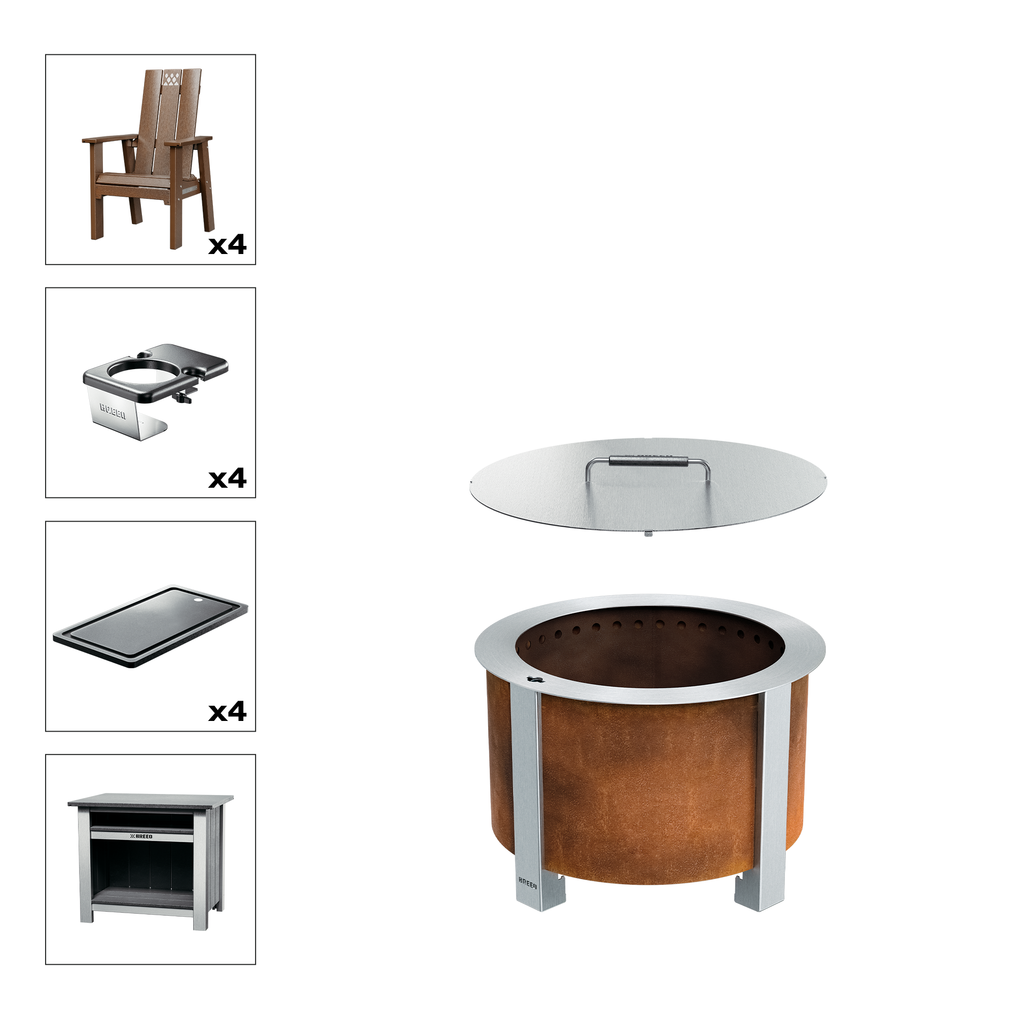 Patio Bundle X19 Corten Antique Mahogany