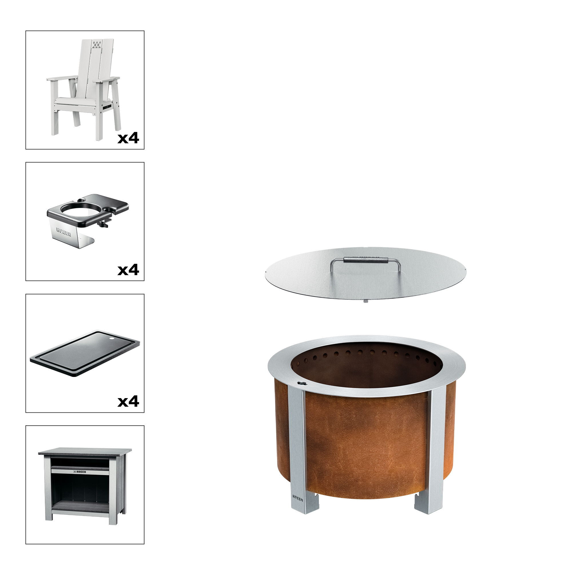 Patio Bundle X19 Corten white