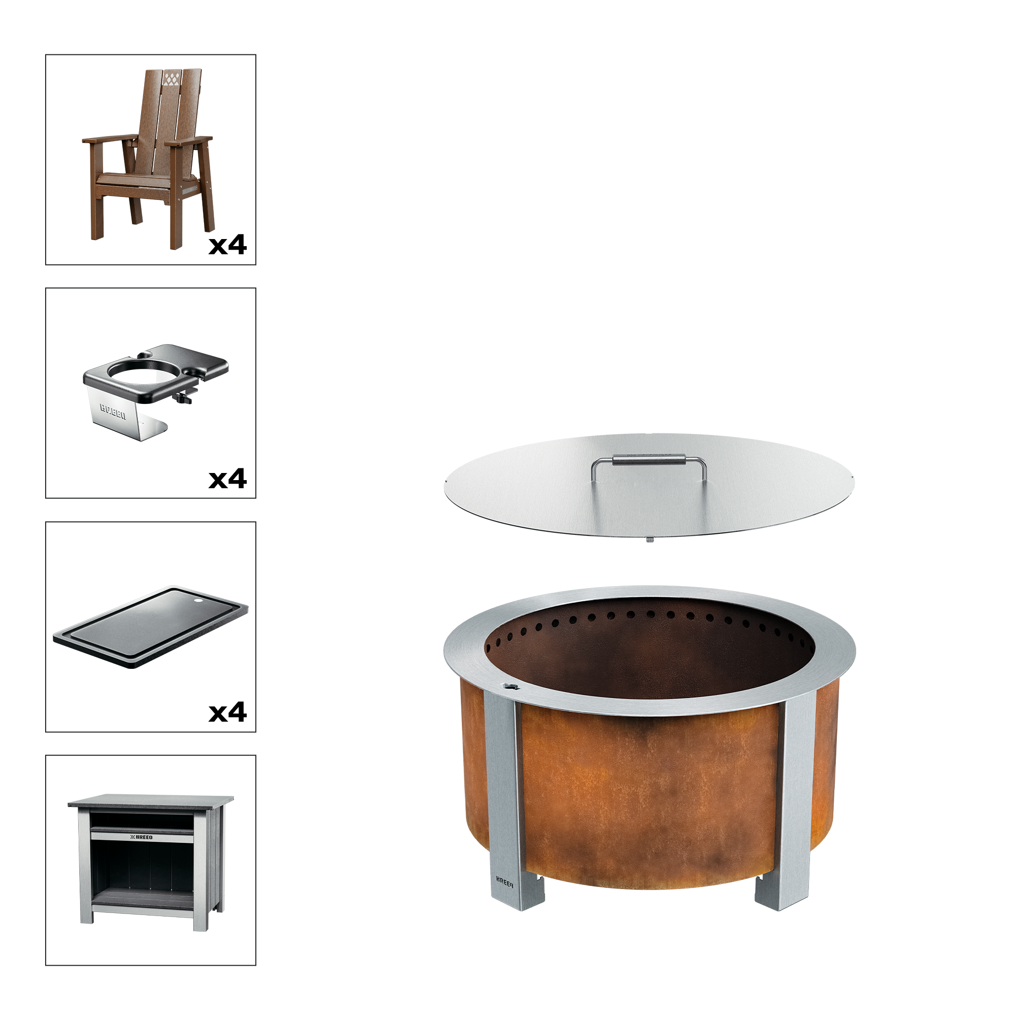 Patio Bundle X24 Corten Antique Mahogany