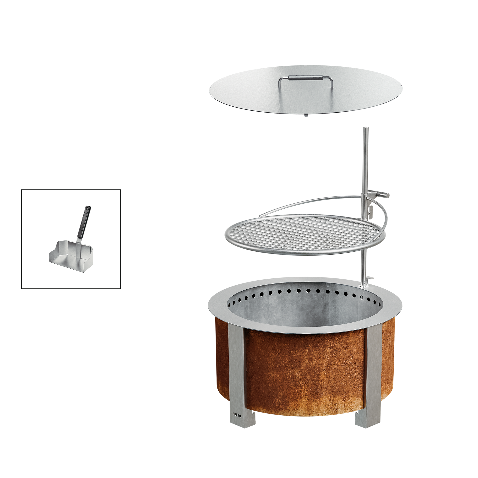 Smokeless Fire Pit Grilling Bundle X24 Corten