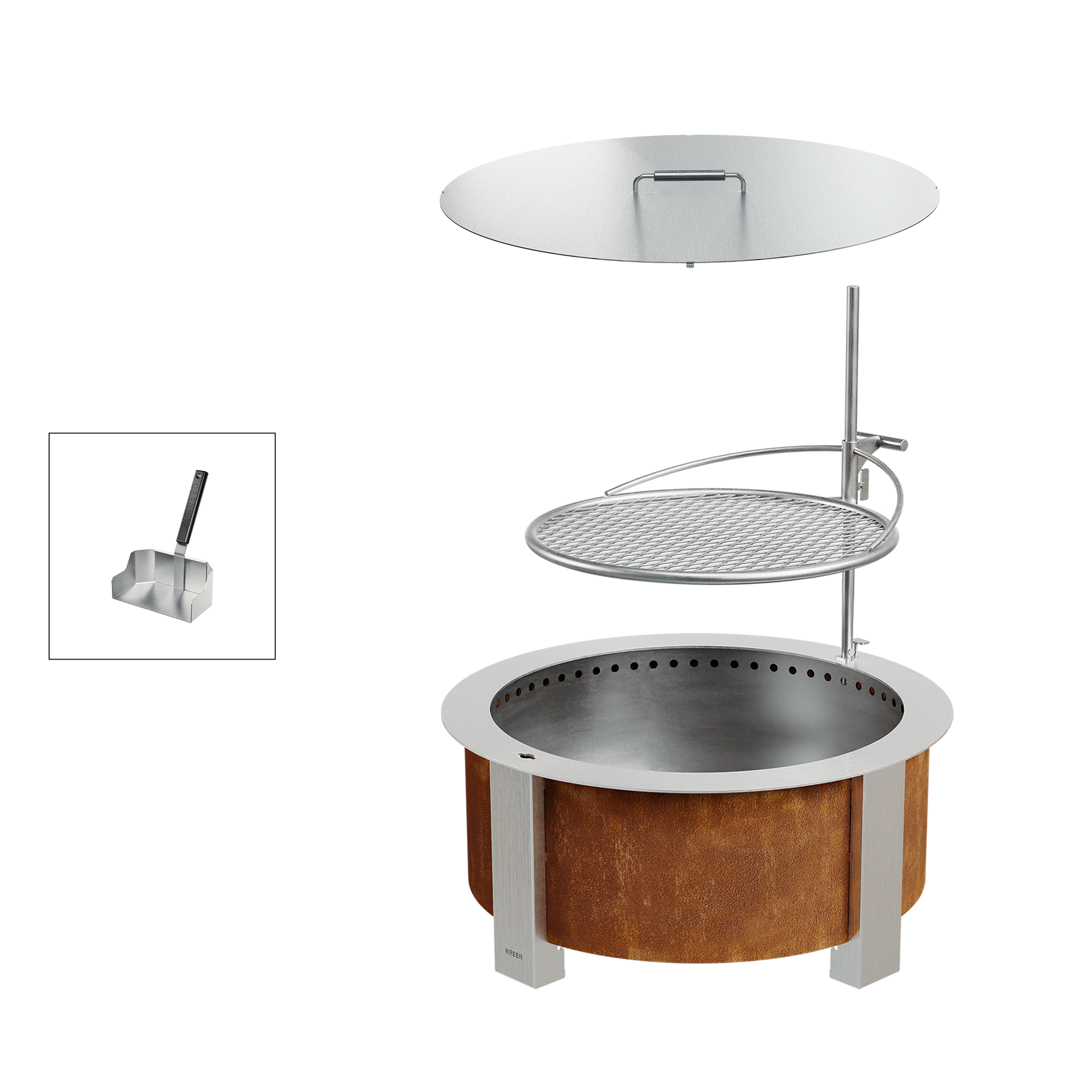 Smokeless Fire Pit Grilling Bundle X30 Corten