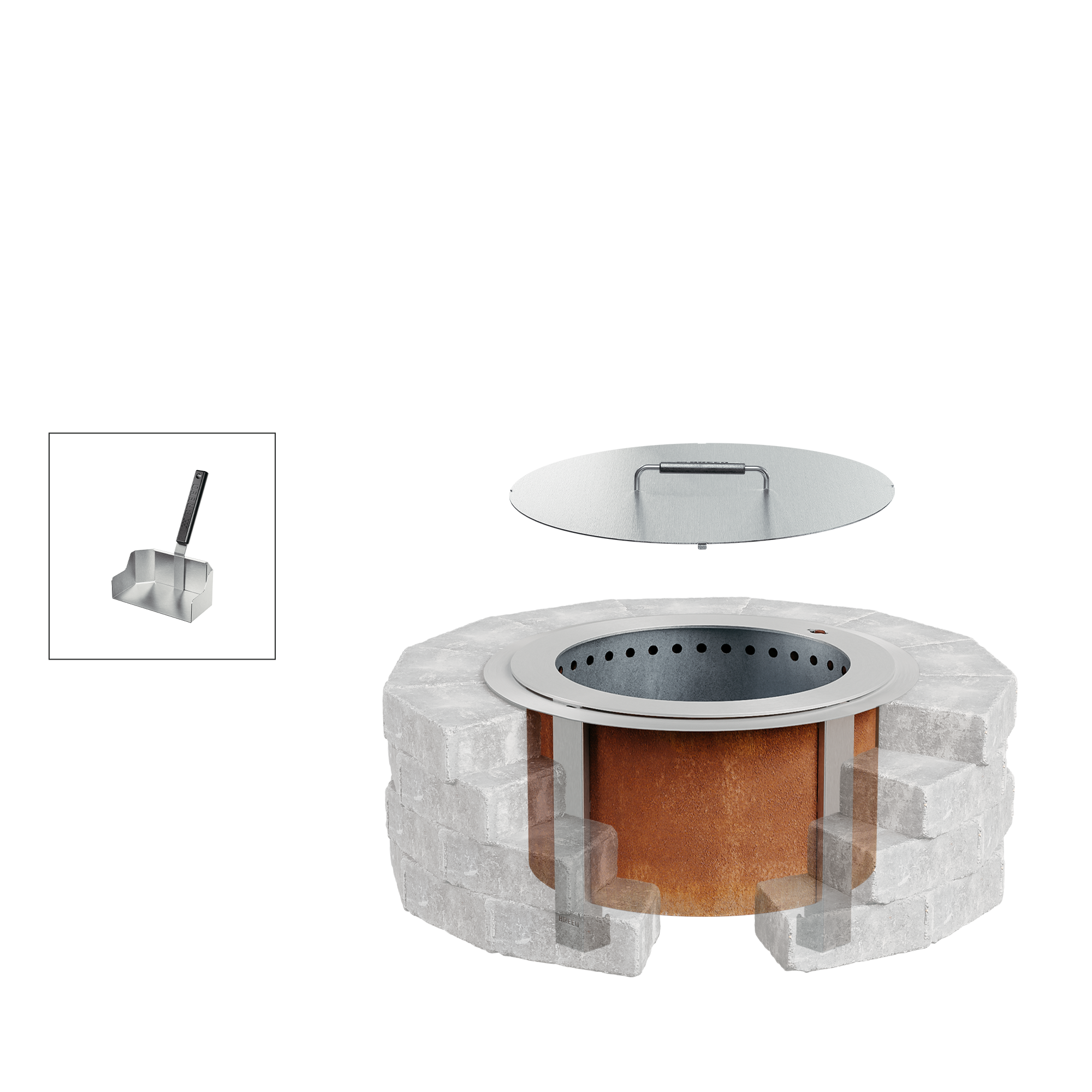 Smokeless Fire Pit Insert Bundle X19 Corten