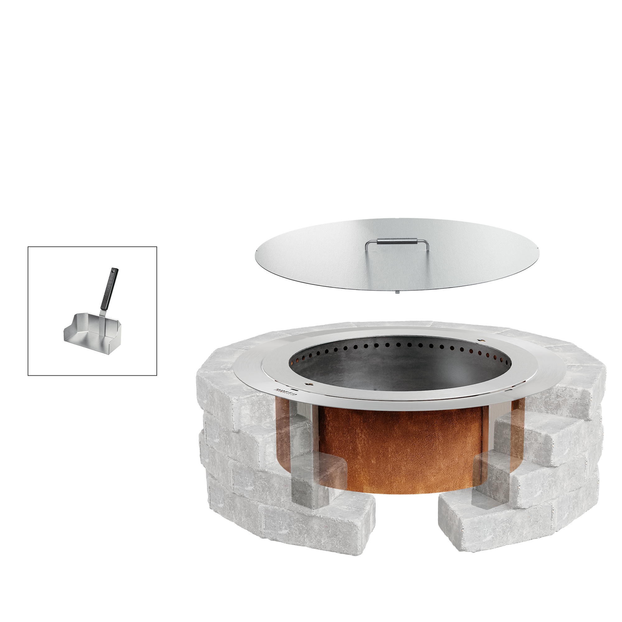 Smokeless Fire Pit Insert Bundle X30 Corten