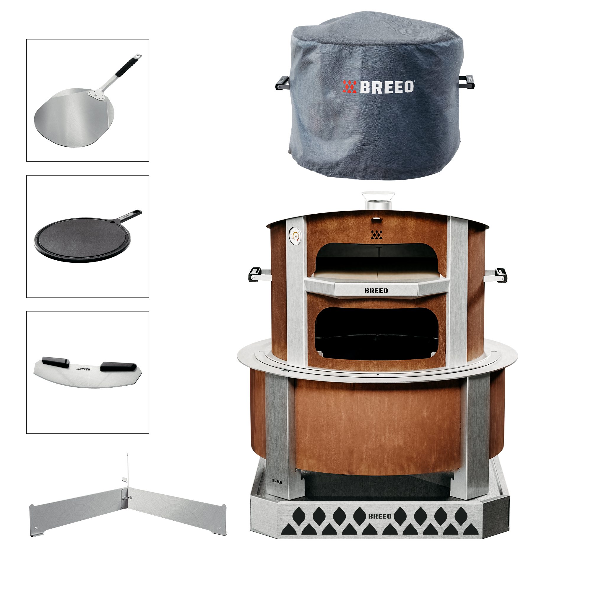 Smokeless Fire Pit Pizza Oven Bundle X30 Corten