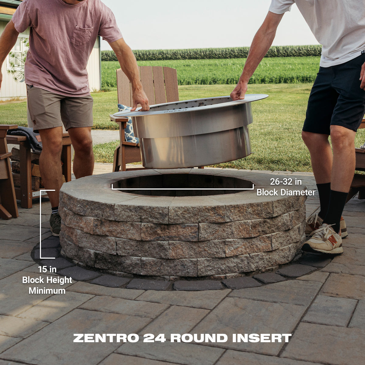 Zentro Stainless Steel Smokeless Fire Pit Insert