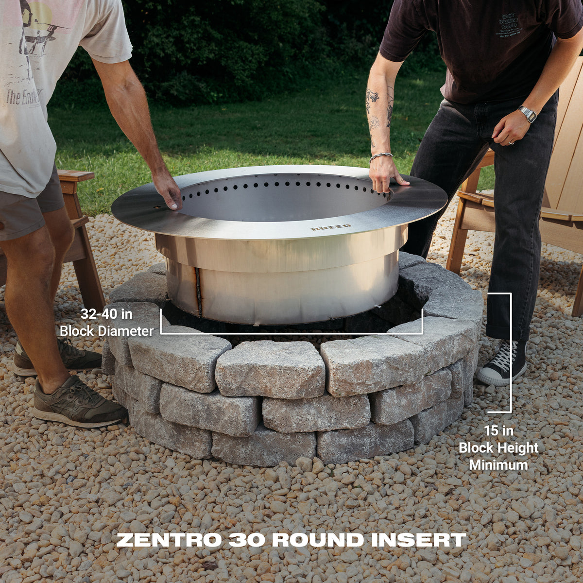 Zentro Stainless Steel Smokeless Fire Pit Insert
