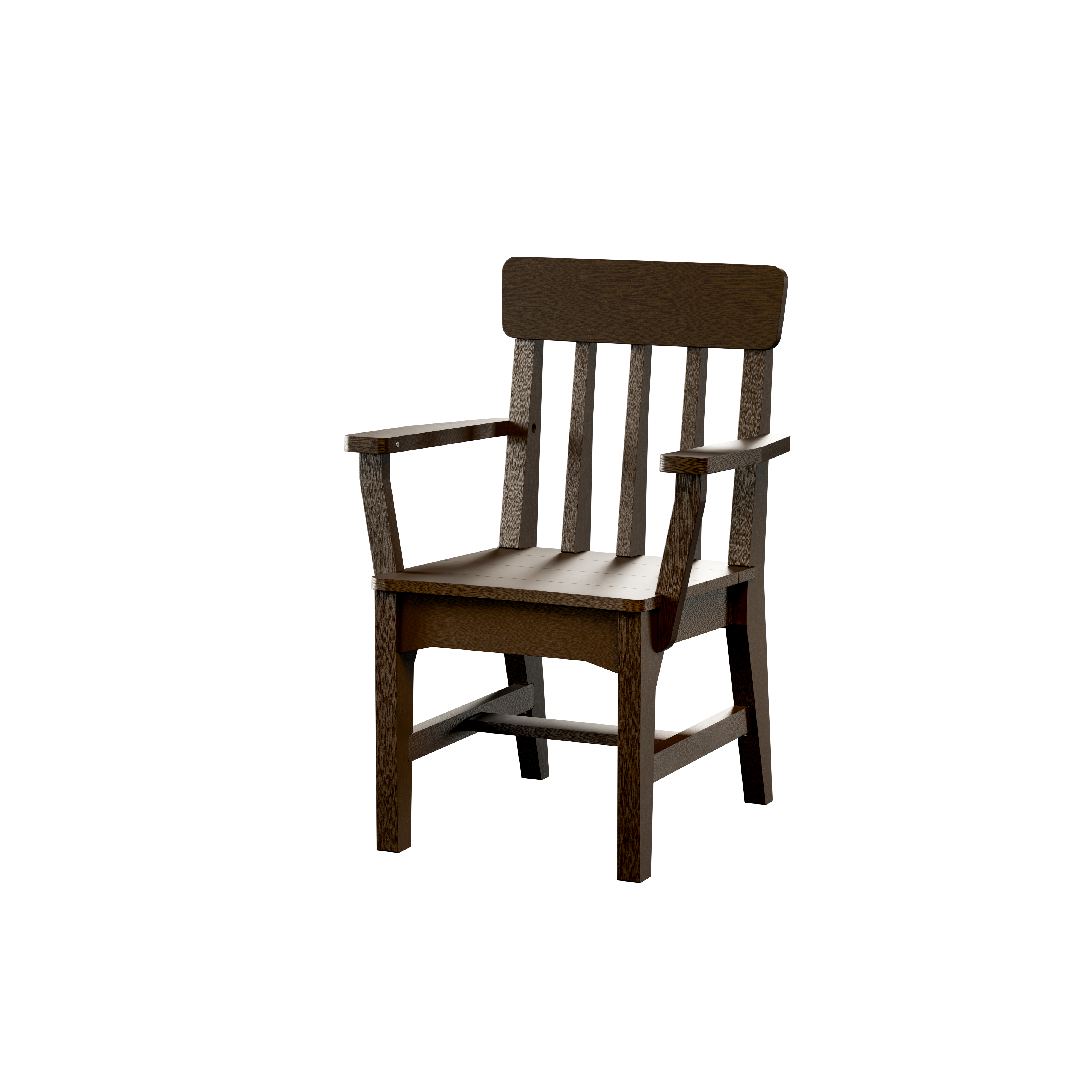 Breeo X Series dining arm chair in Brazilian Walnut finish, all-weather outdoor seating crafted from poly lumber