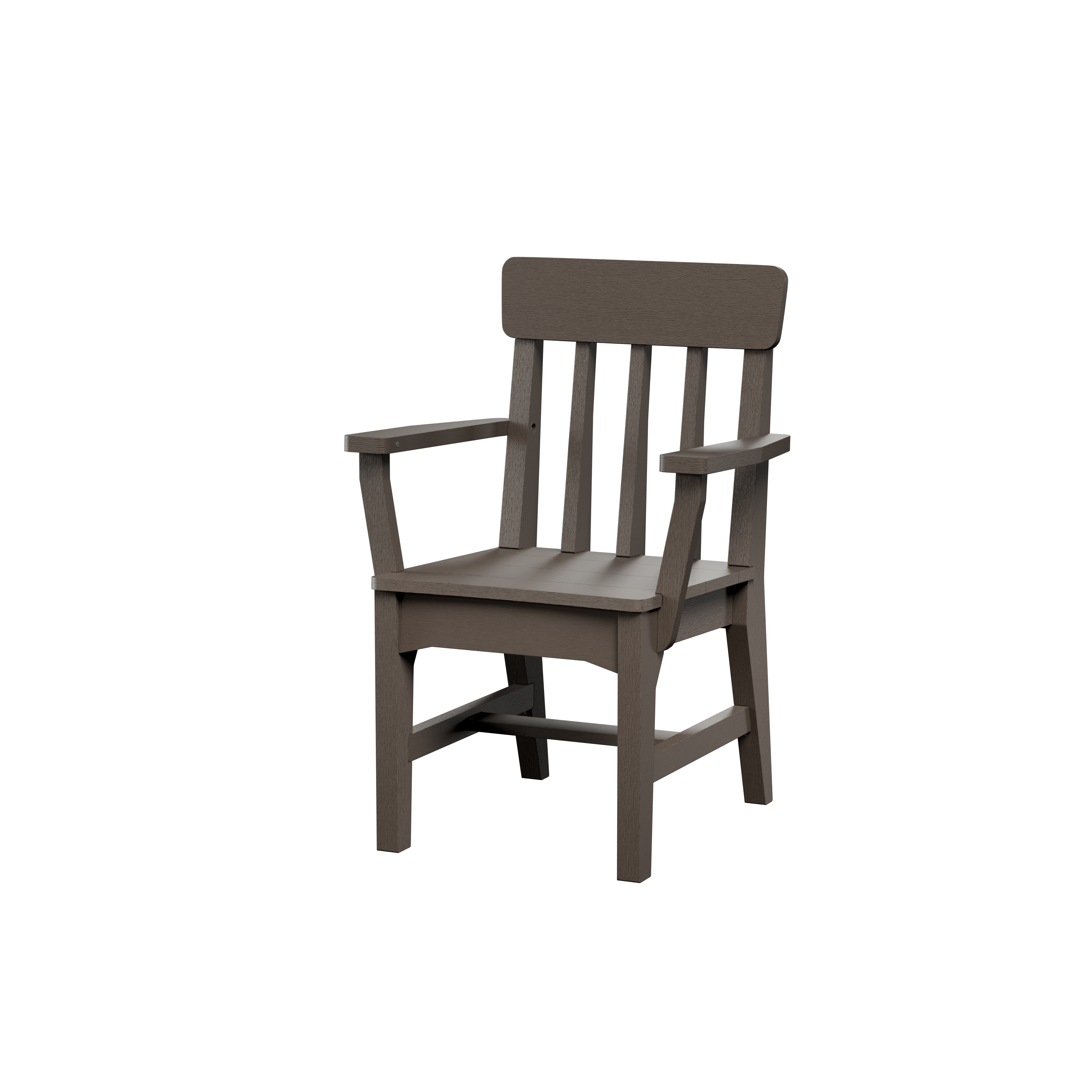Breeo X Series dining arm chair in Coastal Gray finish, modern outdoor furniture made from poly lumber